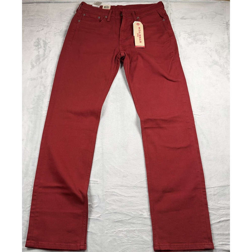 Levi's 514 Jeans Mens 33x34 NWT Red Straight Leg Stretch Denim 00514-0798